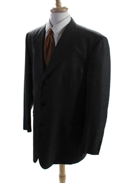 Barneys New York Mens Silk Striped Buttoned Collared Blazer Blue Size EUR50