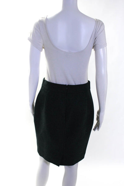 J Crew Womens Woven Twill Knee Length Pencil Skirt Black Green Size 2 4 Lot 2