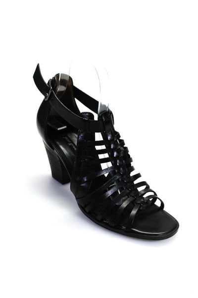 Paul Green Womens Leather Gladiator Ankle Strap Cone Heels Open Toe Black UK Siz