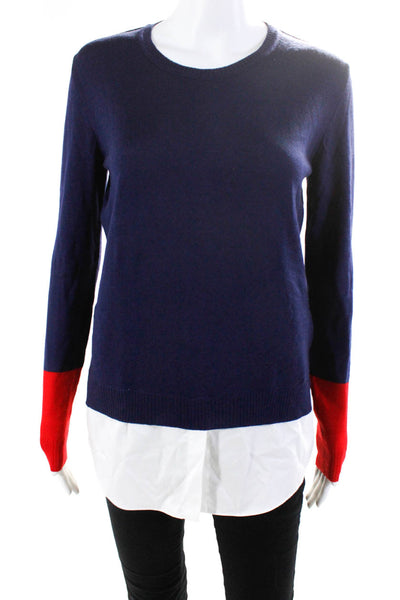 Altuzarra Womens Long Sleeves Crew Neck Sweater Blue Red Wool Size Medium