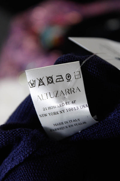 Altuzarra Womens Long Sleeves Crew Neck Sweater Blue Red Wool Size Medium