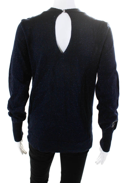 Chris Benz Womens Cashmere Button Down Cardigan Sweater Navy Blue Size Medium