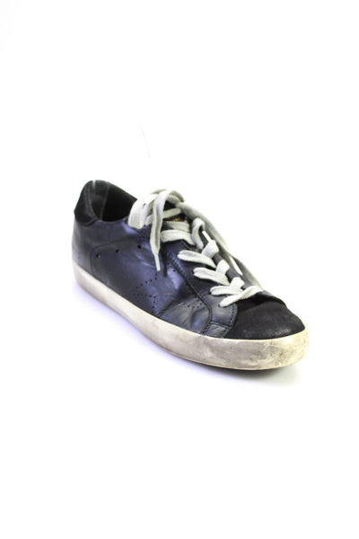 Golden Goose Womens Superstar Low Top Leather Skate Sneakers Black Size 36 6