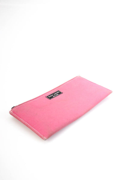 Kate Spade Womens Zip Top Flat Canvas Wallet Pink Cotton