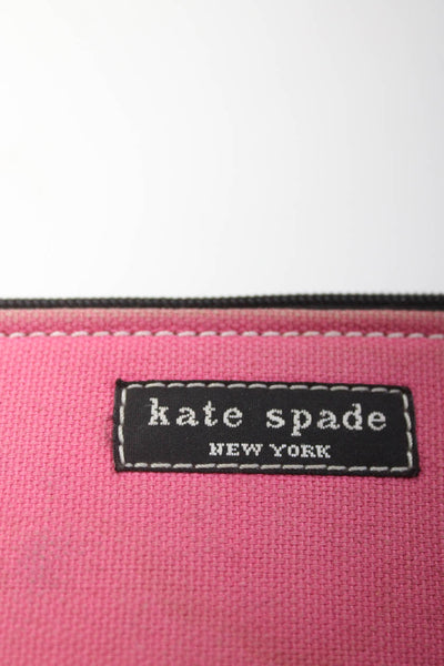 Kate Spade Womens Zip Top Flat Canvas Wallet Pink Cotton