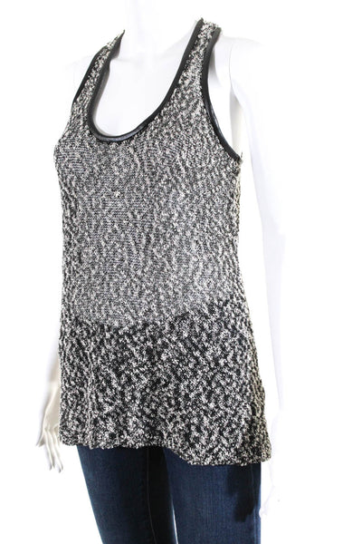 Robert Rodriguez Womens Woven Tank Top Black White Cotton Size Extra Small