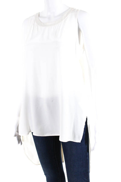 Go By GoSilk Womens Silk Asymmetrical Tank Top White Size Extra Small