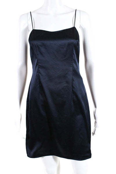 Kay Unger Womens Woven Sequined Short Sleeves Dress Navy Blue Size 4