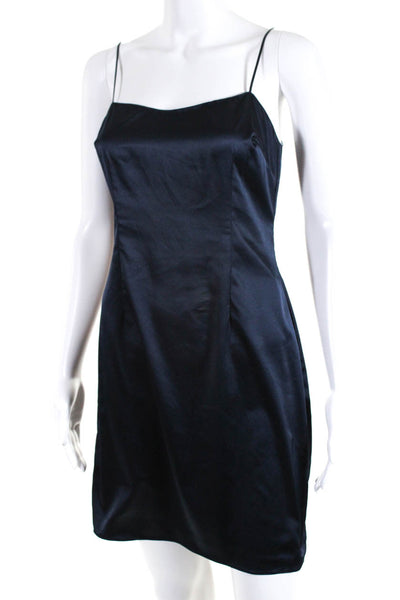 Kay Unger Womens Woven Sequined Short Sleeves Dress Navy Blue Size 4