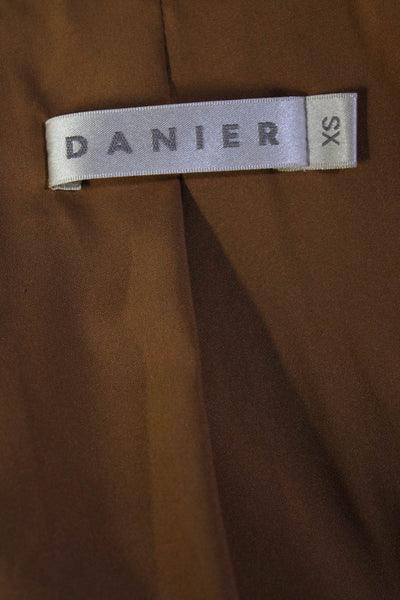 Danier Womens Leather Full Zipper Jacket Chestnut Brown Size Extra Small