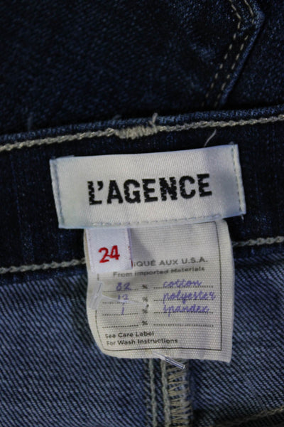 L'Agence Womens Cotton Cropped High Rise Straight Leg Jeans Pants Blue Size 24