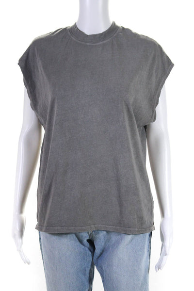 ASKKNY Women's Crewneck Sleeveless T-Shirt Gray Size 1