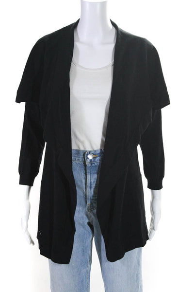 Theory Women's Collar Long Sleeves Cardigan Sweater Black Size S