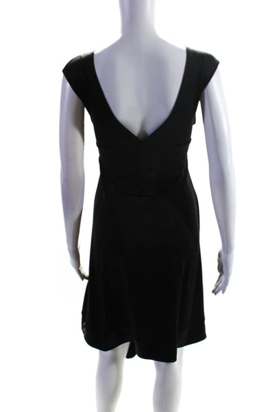 Hale Bob Women's V-Neck Sleeveless Embellish Silk Mini Dress Black Size M