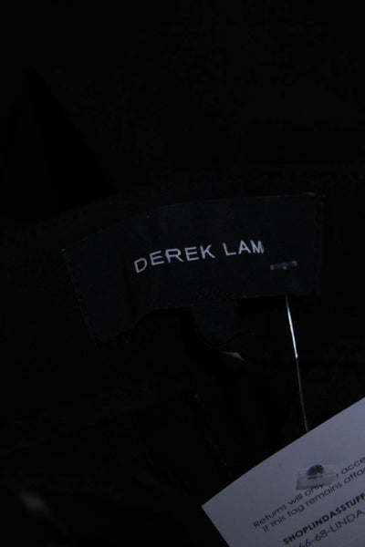 Derek Lam Womens Solid Black Mid-Rise Pleated Boot Cut Dress Pants Size 8