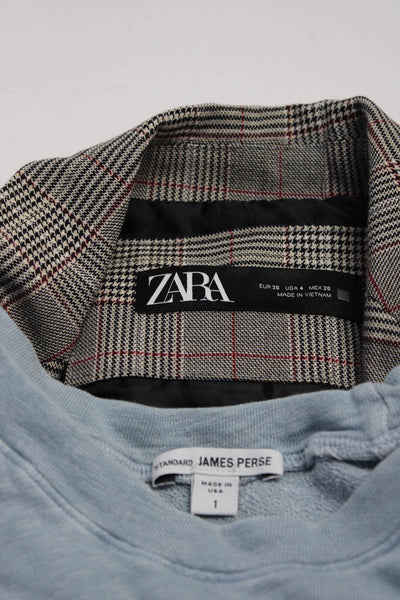Zara Standard James Perse Womens Houndstooth Grid Print Blazer Gray Size S Lot 2