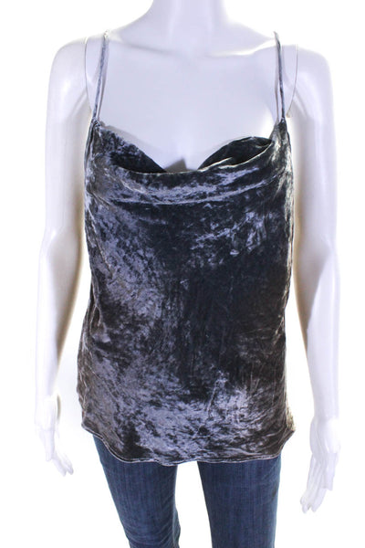 Adriano Goldschmied Womens Sleeveless Draped Neckline Blouse Top Silver Size M