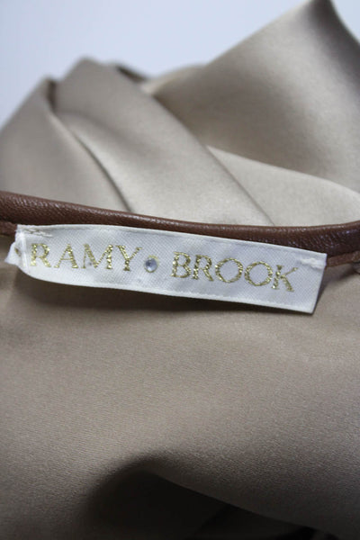 Ramy Brook Women's Silk V-Neck Long Sleeve Blouse Brown Size M