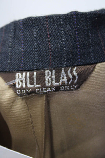 Bill Blass Mens Wool Two Button Notched Collar Pin Striped Blazer Gray Size 42