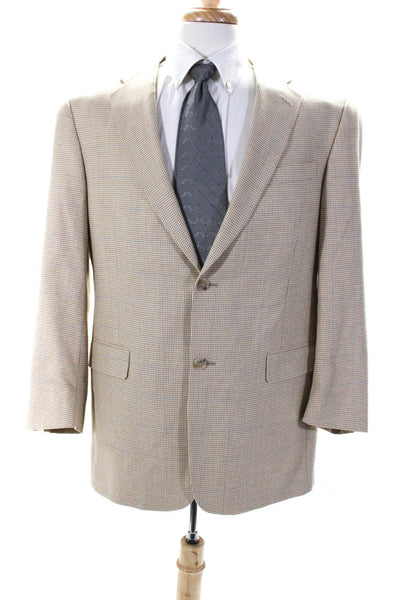 Austin Reed Mens Wool Notched Collared Two Button Lined Blazer Beige Size 42