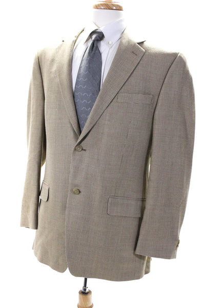 Michael Michael Kors Mens Woven Notched Collared Lined Blazer Beige Size 42
