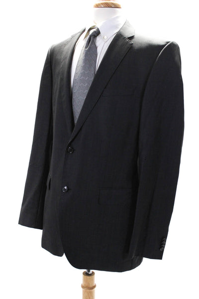 Boss Hugo Boss Mens Wool Notched Collared Two Button Lined Blazer Black Size 42