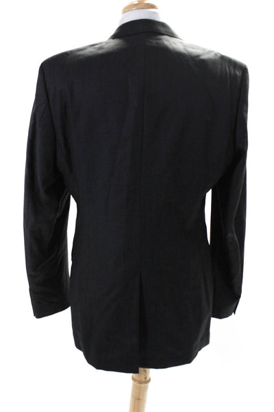 Boss Hugo Boss Mens Wool Notched Collared Two Button Lined Blazer Black Size 42