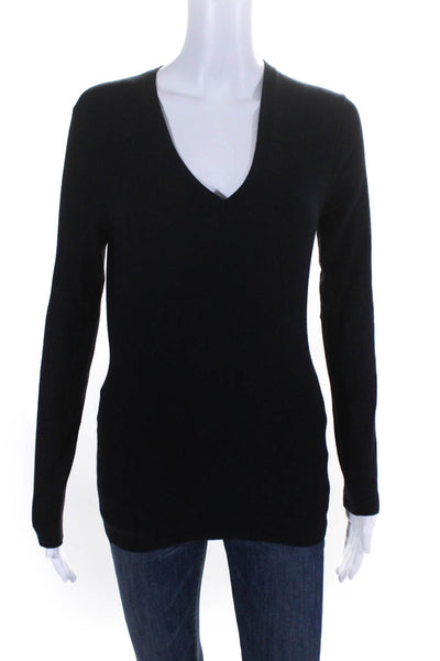 Strenesse Women's V-Neck Long Sleeves Pullover Sweater Black Size S