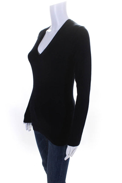 Strenesse Women's V-Neck Long Sleeves Pullover Sweater Black Size S