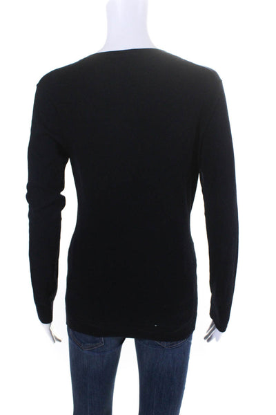 Strenesse Women's V-Neck Long Sleeves Pullover Sweater Black Size S