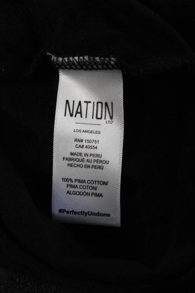 Nation LTD Women's Round Neck Long Sleeves Smocked Blouse Black Size S