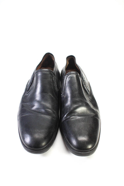John Varvatos Mens Soild Black Leather Slip On Loafer Shoes Size 9M