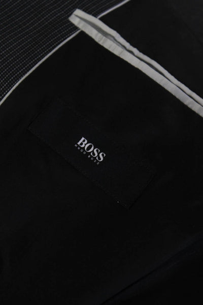 Boss Hugo Boss Mens Navy Wool Printed Two Button Long Sleeve Blazer Size 42L