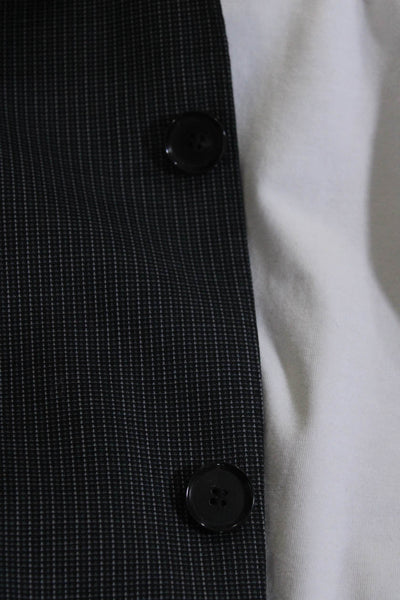 Boss Hugo Boss Mens Navy Wool Printed Two Button Long Sleeve Blazer Size 42L