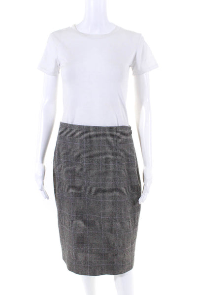 Ralph Lauren Purple Label Womens Gray Plaid Wool Lined Midi Pencil Skirt Size 8