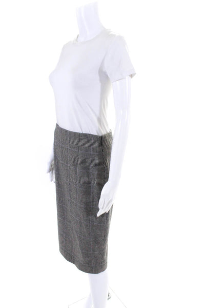 Ralph Lauren Purple Label Womens Gray Plaid Wool Lined Midi Pencil Skirt Size 8