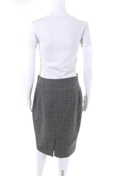 Ralph Lauren Purple Label Womens Gray Plaid Wool Lined Midi Pencil Skirt Size 8