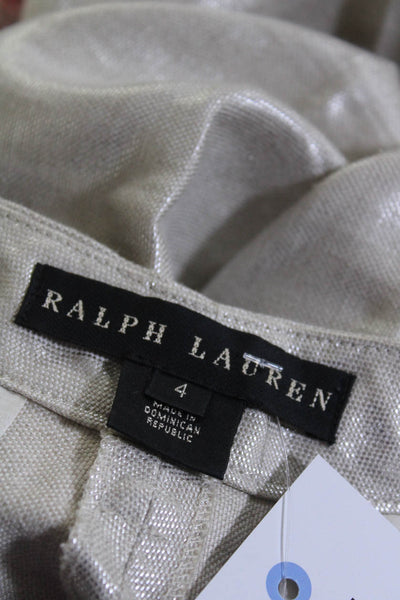 Ralph Lauren Black Label Womens Beige Linen High Rise Wide Leg Pants Size 4