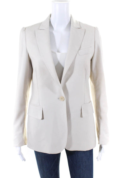 Stella McCartney Womens Beige Wool One Button Long Sleeve Blazer Size 40