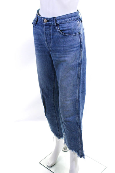 3x1 NYC Womens Frayed High Rise Straight Leg Button Up Jeans Pants Blue Size 29