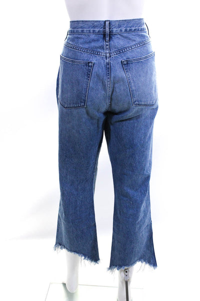 3x1 NYC Womens Frayed High Rise Straight Leg Button Up Jeans Pants Blue Size 29