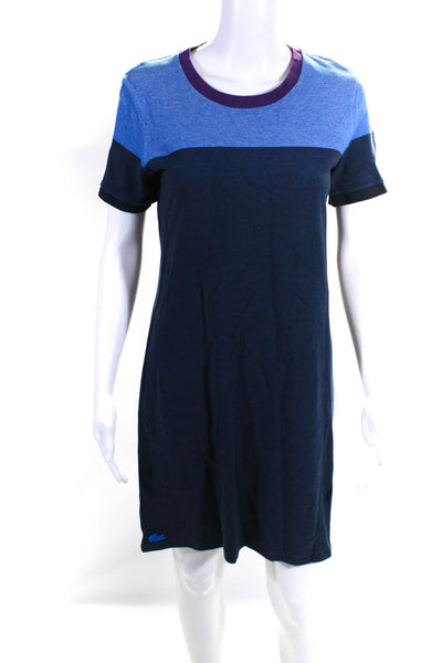 Lacoste Womens Cotton Colorblock Short Sleeve T-Shirt Dress Blue Size EUR40