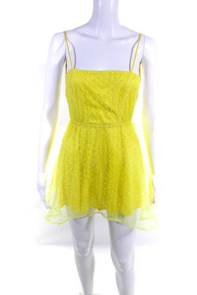 Lucy In The Sky Womens Polka Dot Strappy Open Back Mini Dress Yellow Size S