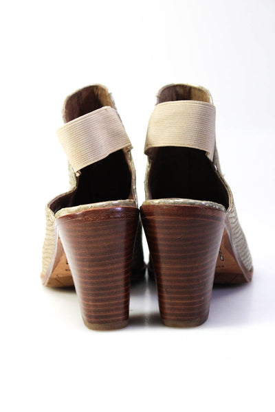 Donald J Pliner Womens Block Heel Metallic Snake Print Sandals Silver Leather 6M