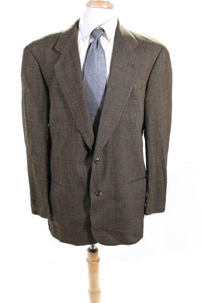 Boss Hugo Boss Mens Brown Wool Textured Two Button Long Sleeve Blazer Size 42R