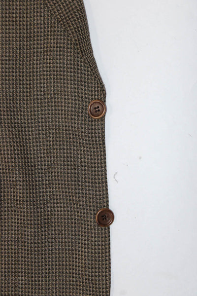 Boss Hugo Boss Mens Brown Wool Textured Two Button Long Sleeve Blazer Size 42R