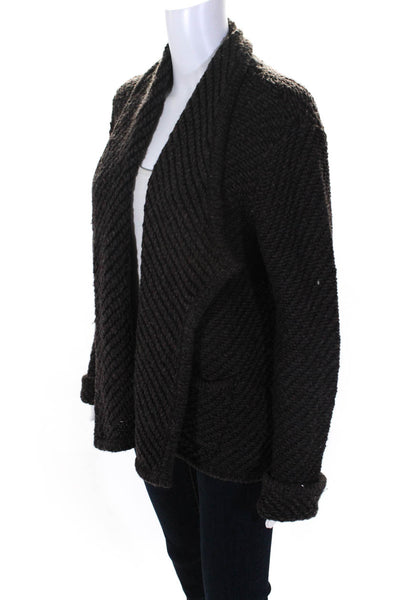 Eileen Fisher Petites Women's Open Front Long Sleeve Cardigan Brown Size S