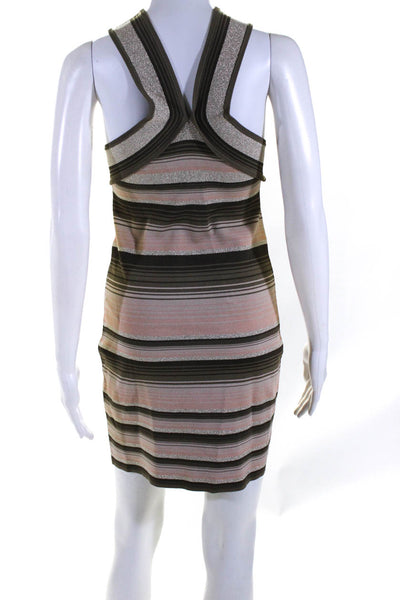 Ronny Kobo Women's Halter Neck Metallic Striped Bodycon Dress Multicolor Size S