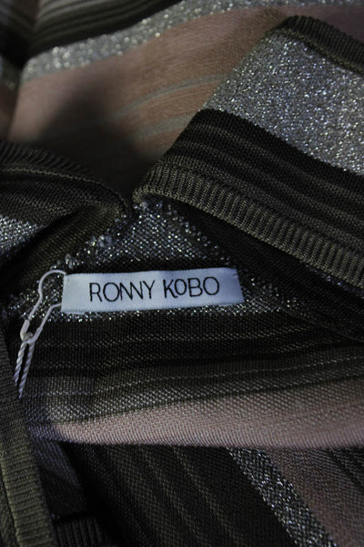Ronny Kobo Women's Halter Neck Metallic Striped Bodycon Dress Multicolor Size S