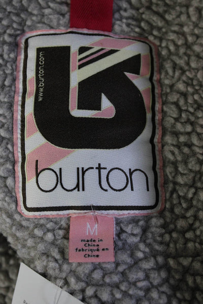 Burton Womens Twill Hooded Full Zip Snap Front Jacket Parka Pink Size M